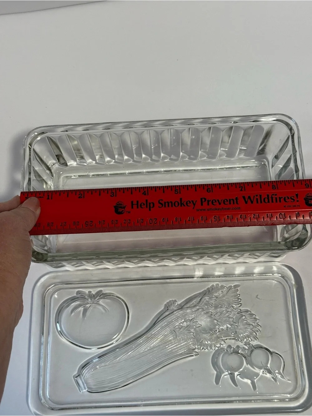 Vintage Federal Glass Vegetable Refrigerator Dish Clear